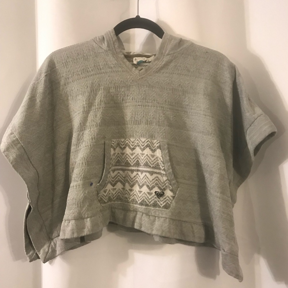 Grey Poncho with a hoodie